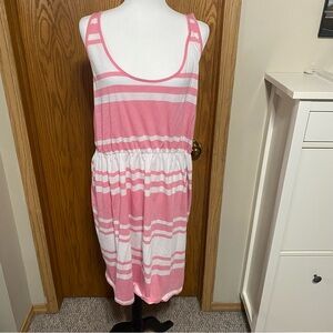 Plus size Tank dress red and white razor back